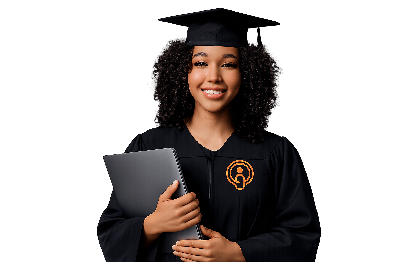 Diplômée BelKou avec son laptop — accès VIP